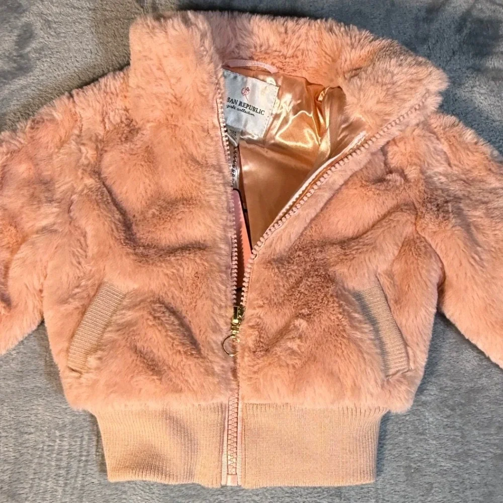 Urban Republic Girls Pink Faux Fur Bomber Jacket 18 Months New With Tags NWT